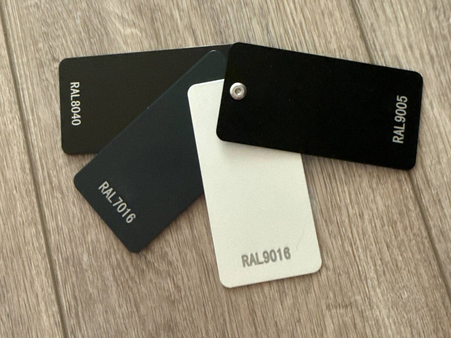 OVIA free sample kit with powder-coat color swatches